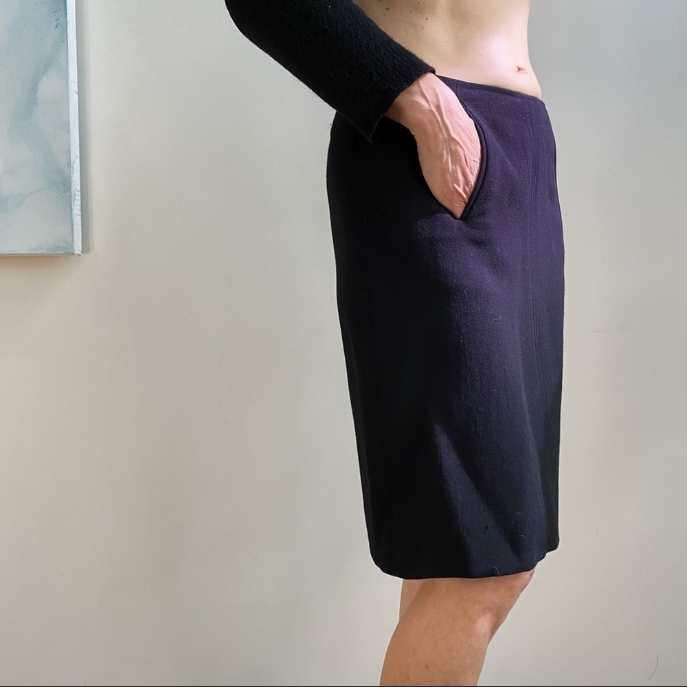 Vintage DKNY Black A-Line Knee-Length Skirt Pockets Size 2
